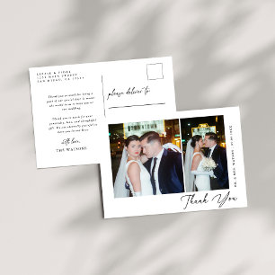 Simple Elegant Text and Photo Wedding Thank You  Postcard