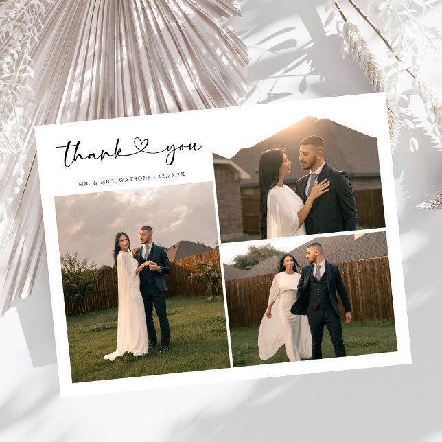 Simple Elegant Text and Photo Wedding Thank You  Postcard (Creator Uploaded)