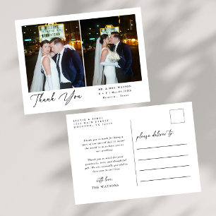 Simple Elegant Text and Photo Wedding Thank You Postcard