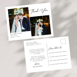 Simple Elegant Text and Photo Wedding Thank You Postcard