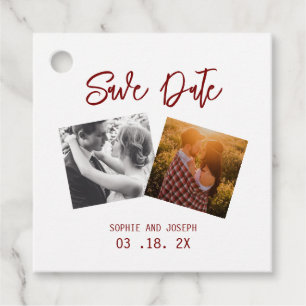 Simple Elegant Text & Photo   QR Code Wedding Favour Tags