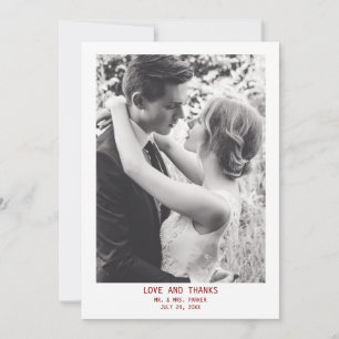 Simple Elegant Text & Photo   Wedding  Thank You Card