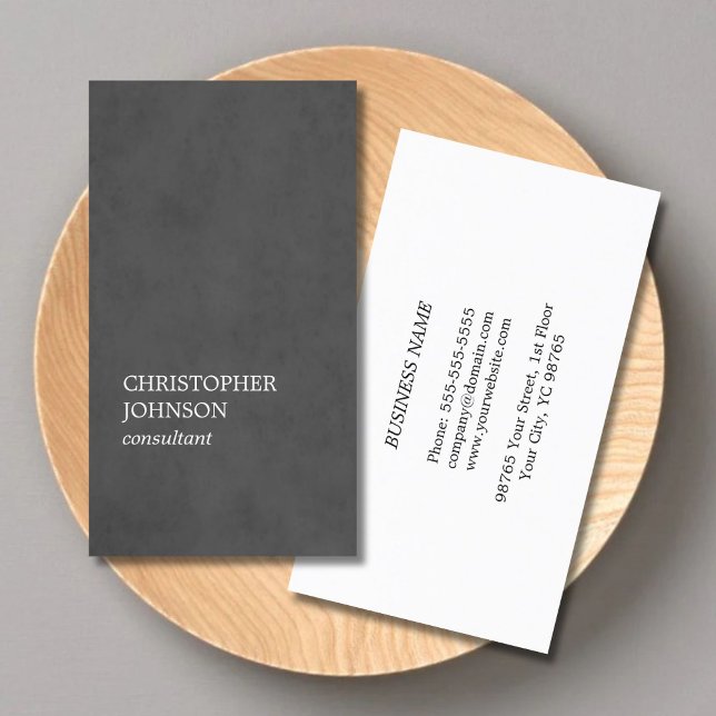 Simple Elegant Texture Dark Grey Consultant Business Card (Creator Uploaded)