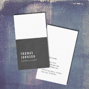 Simple Elegant Texture Dark Grey White Consultant Business Card