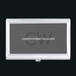 Simple Elegant Texture Grey Monogram Consultant Business Card Holder<br><div class="desc">Elegant business card holder with unique texture grey background. You can customize it with your monogram and match it with standard/mini/large business cards or sticker and label.</div>
