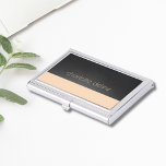 Simple Elegant Texture Grey Rose Business Card Holder<br><div class="desc">Elegant business card holder with texture dark grey and rose coloured background. Customize with your name.</div>