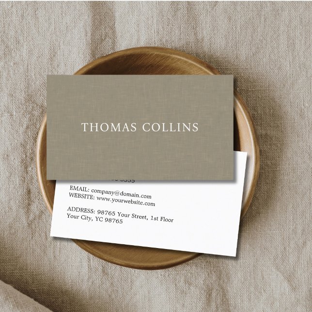 Simple Elegant Texture Linen Consultant Business Card (Creator Uploaded)