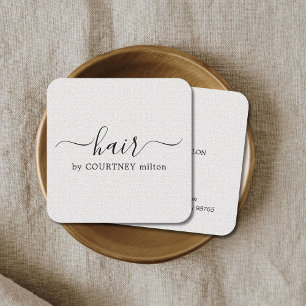 Simple Elegant Texture White Hair Stylist Square Business Card