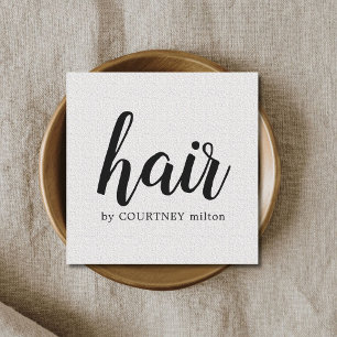 Simple Elegant Texture White Hair Stylist Square Business Card