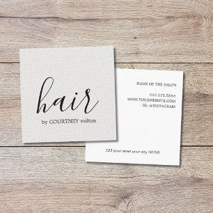 Simple Elegant Texture White Hair Stylist Square Business Card