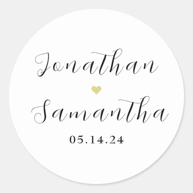 Simple Elegant Thank You Wedding Favour Classic Round Sticker (Front)