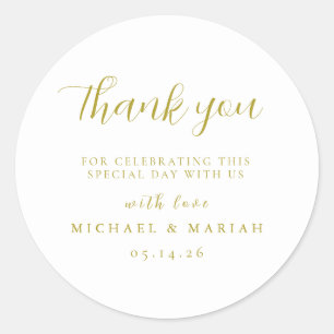 Simple Elegant Thank You Wedding Favour Classic Round Sticker
