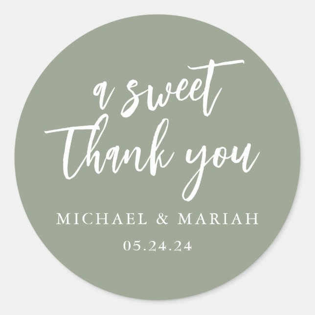 Simple Elegant Thank You Wedding Favour Classic Round Sticker (Front)