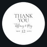 Simple Elegant Thank You Wedding Favour Sticker<br><div class="desc">This simple elegant thank you wedding favour sticker is perfect for your modern minimalist black and white wedding. The design features minimal contemporary font accompanied by formal calligraphy. Keep it as is,  or choose to personalize it with your own artwork or photos!</div>