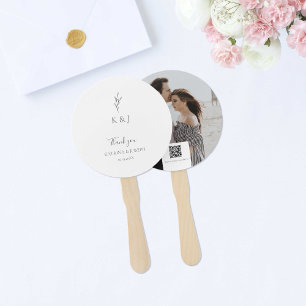 Simple Elegant Thank you Wedding QR Code Photo Hand Fan