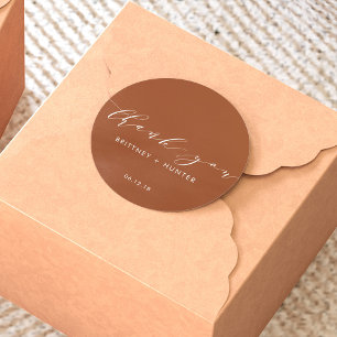 Simple Elegant Thank You Wedding Terracotta Classic Round Sticker