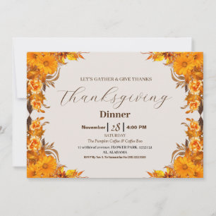 Simple Elegant Thanksgiving Dinner Autumn Fall  In Invitation
