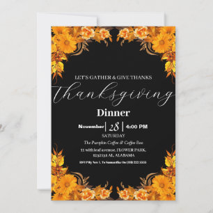 Simple Elegant Thanksgiving Dinner Autumn Fall  Invitation
