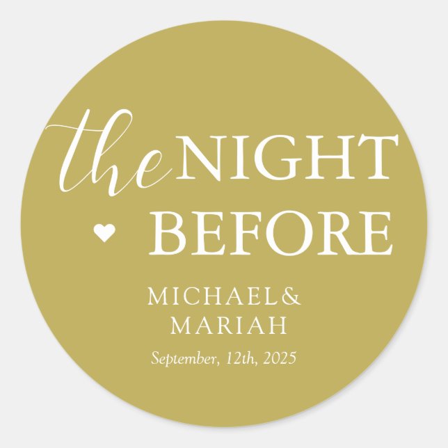 Simple Elegant The Night Before Rehearsal Dinner  Classic Round Sticker (Front)