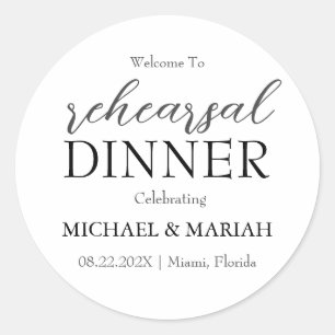 Simple Elegant The Night Before Rehearsal Dinner  Classic Round Sticker