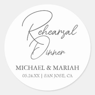 Simple Elegant The Night Before Rehearsal Dinner  Classic Round Sticker