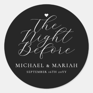 Simple Elegant The Night Before Rehearsal Dinner  Classic Round Sticker