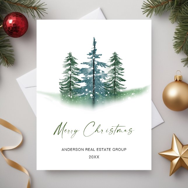 Simple Elegant Tree Christmas Company Greeting Postcard (Simple Elegant Tree Christmas Company Greeting Postcard)