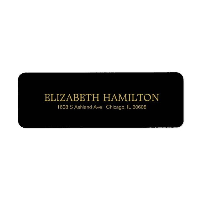 Simple Elegant Typography Black Address Label (Front)