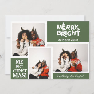 Simple Elegant Typography Christmas Couple 3 Photo Holiday Card