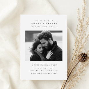 Simple Elegant Typography QR Code Photo Wedding Invitation