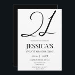 Simple Elegant Unisex 21st Birthday Party Invitation<br><div class="desc">Simple yet elegant birthday party invitation in black and white colors, suitable for men or women. All text, font and font color is fully customizable to meet your requirements. Sophisticated and stylish invitation for your special day. This example is for a birthday, but could be used for any event including:...</div>
