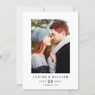 Simple Elegant Vertical Photo Save the Date Card