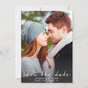 Simple Elegant Vertical Photo Save the Date Card