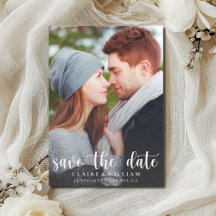 Simple Elegant Vertical Photo Save the Date Card