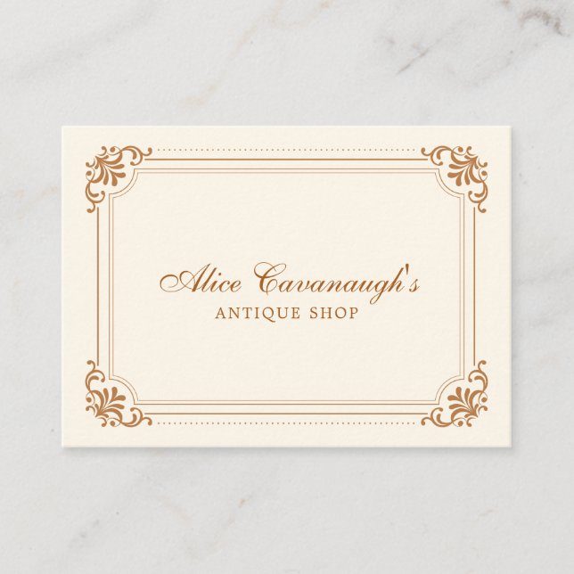 Simple Elegant Vintage Copper Ivory Business Card (Front)