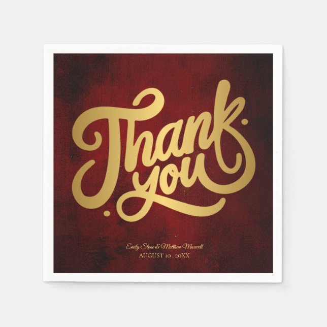 Simple Elegant Vintage THANK YOU wedding Napkin (Front)
