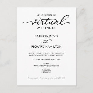 Simple Elegant Virtual Wedding Invitation Postcard