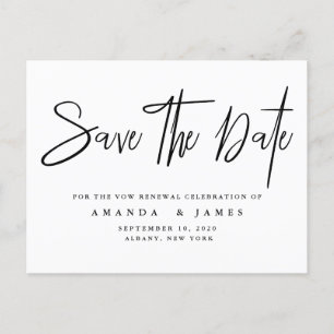 Simple Elegant Vow Renewal Save The Date Announcement Postcard