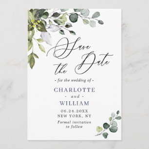 Simple Elegant Watercolor Eucalyptus Wedding Save Save The Date