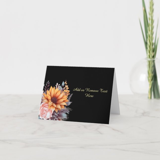 Simple Elegant Watercolor Floral Blank Note Card (Front)