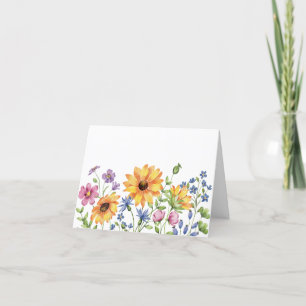 Simple Elegant Watercolor Floral Blank Note Card