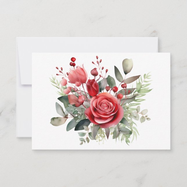 Simple Elegant Watercolor Floral Flat Card (Front)