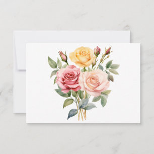 Simple Elegant Watercolor Floral Flat Card