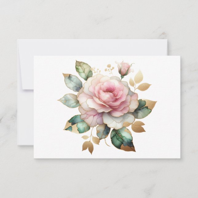 Simple Elegant Watercolor Floral Flat Card (Front)