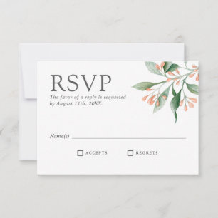 Simple Elegant Watercolor Floral Wedding RSVP Card