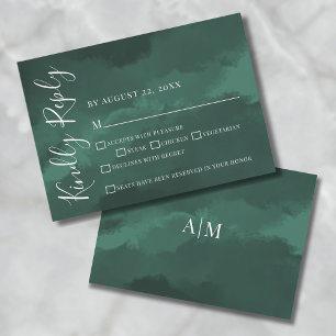 Simple Elegant Watercolor Green Wedding RSVP Card