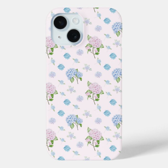 Simple Elegant Watercolor Hydrangea Flowers Case-Mate iPhone Case (Back)
