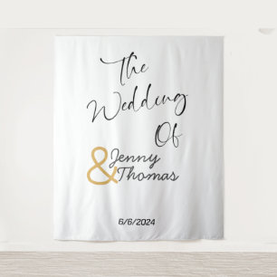 Simple Elegant Wedding Banner editable Tapestry