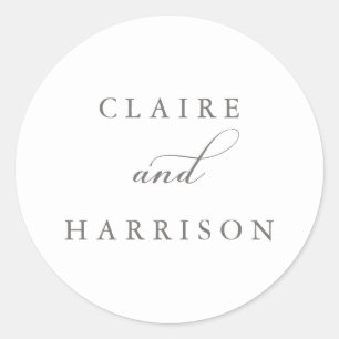 Simple Elegant Wedding Classic Round Sticker