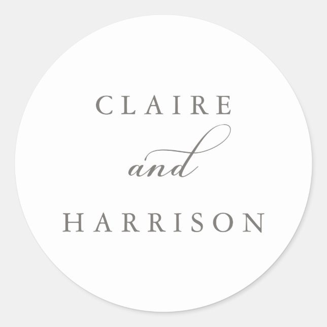 Simple Elegant Wedding Classic Round Sticker (Front)